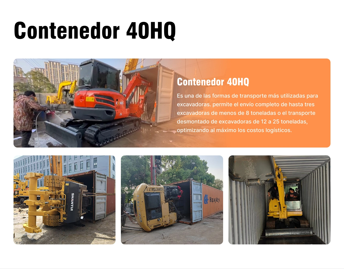 Excavadora de transporte de gabinetes de 40 pies